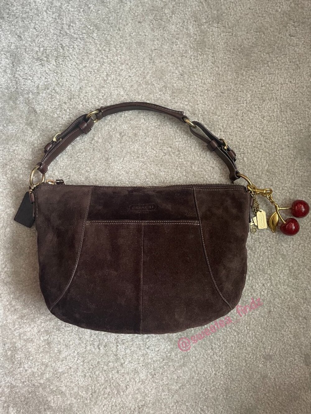 RARE Vintage Coach Y2K Brown Carly Soho Suede Hobo Shoulder Bag 12690 🍫